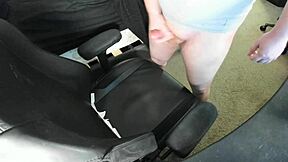 ginger teen blasts huge cum explosion on bedroom chair!
