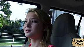 Blonde teen Dakota Skye rides hard for the pickup fuck