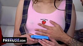 game girl honey hayes bends over bathroom for stepbro deepthroat doggy surprise