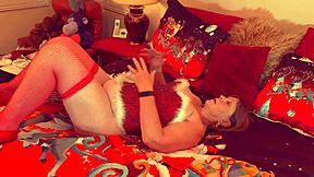 Granny Carmen's Naughty Christmas July Double Vibrator Fuck Cums Hard In Her Fat Cougar Pussy