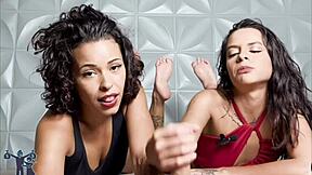 Experienced Brazilian brunettes dominate with foot fetish skills homemade