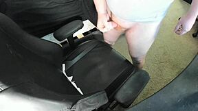 ginger teen blasts huge cum explosion on bedroom chair!
