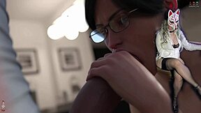 stepmom in stockings craves sucking that massive cock in the toilet