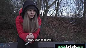 sleazy guy spots czech beauty dominno and fucks her big natural tits outdoors