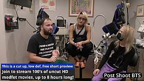 Nurse channy crossfire uses hitachi vibrator on patient backstage moans orgasms