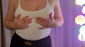 Curvy Milf's Natural Tits Spit Fetish Homemade