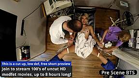 Nurse channy crossfire uses hitachi vibrator on patient backstage moans orgasms