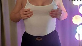 Curvy Milf's Natural Tits Spit Fetish Homemade