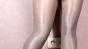 i slip into these shiny nylons for you, pose sexy, then slurp your cock and gulp every drop of cum