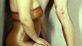 i slip into these shiny nylons for you, pose sexy, then slurp your cock and gulp every drop of cum