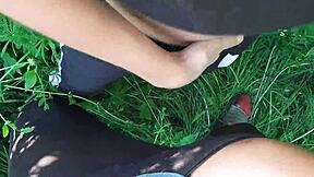 We masturbate with our neighbor on the street. Lesbian illusion girls cum together in hairy pussy orgasm.