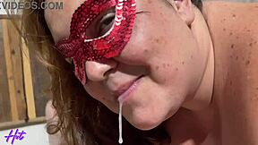 milf bbw sucks three cocks deep in homemade orgy swallowing every drop