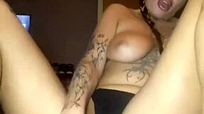 Tattooed Emo Goth Teen Fingers Her Big Ass and Tits to Climax in Wild Session