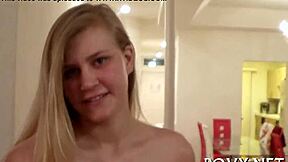 Think this wicked petite teen's ball licking leads to tight pussy pounding doggystyle?