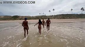 a nerdy brunette brazilian teen gets her tight ass fucked hard on copacabana beach with crowds watching