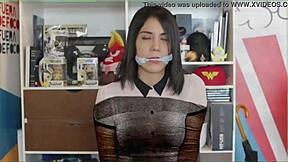 GABY MEZA AS BONDAGE WONDER WOMAN TIED GAGGED AND DOMINATED BY MRX FULLY!