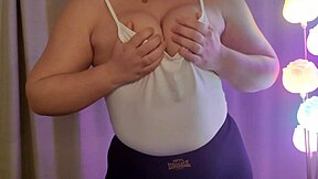 Curvy Milf's Natural Tits Spit Fetish Homemade