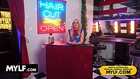 Fucking Hot Blonde MILF's Natural Tits First Day At Work!