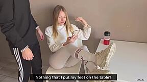 i fuck this cute 18yo blonde slut's tight pussy in kitchen till facial cumshot