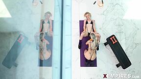 sexy ladies charlie ford and kenzie taylor stretch workout those tight lesbian holes
