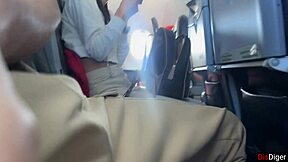 crazy public airplane handjob close-up until huge cum explosion what a risk!!