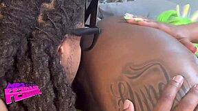 new year's eve turns into rough ebony pussy riding big black cock with sloppy creampie