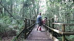 Having wild sex in the garden, teasing and licking before we almost get caught!