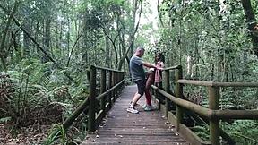 Having wild sex in the garden, teasing and licking before we almost get caught!