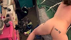 Amateur nympho teen caught humping bed hard on homemade video grinding pussy desperately for orgasm