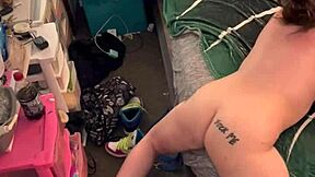 Amateur nympho teen caught humping bed hard on homemade video grinding pussy desperately for orgasm