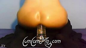 her tight ass rides bottle till cum sprays everywhere