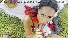 naughty little red riding hood meets horny woodcutter for forest fucking complete