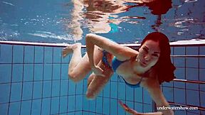 Martina's tight pussy throbs in blue bikini underwater, you watching?