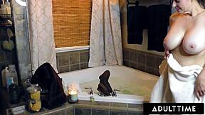 naughty busty milf mindi mink bathes and rubs!