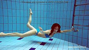 Martina's tight pussy throbs in blue bikini underwater, you watching?