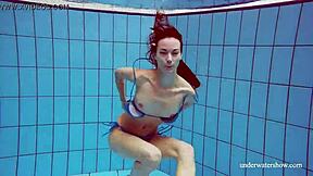 Martina's tight pussy throbs in blue bikini underwater, you watching?