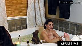 naughty busty milf mindi mink bathes and rubs!