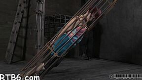 Lusty sweetheart bound for stormy hardcore caning domination