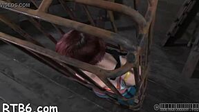 Lusty sweetheart bound for stormy hardcore caning domination