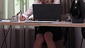 Cherry struts heels as sexy secretary craving office action