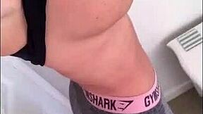 What if horny milf Sophie James teases her shaved pussy alone in leggings?