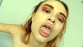 petite colombian teen chokes on massive white cock deepthroat facefuck spitting messy!