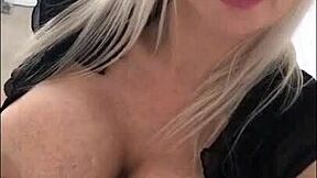 What if horny milf Sophie James teases her shaved pussy alone in leggings?