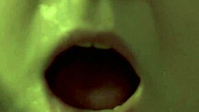 she delivers a super close-up blowjob ending with cum flooding her mouth as she rims him