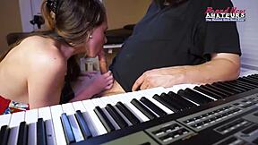 petite brunette coed cloe deepthroats cock bent over fucked pov till facial jizz