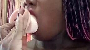 hot pretty model sucks dildo practicing big dick skills spit dripping beautiful sexy lips perfect for cock