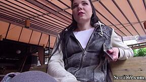 german teen tata lilashi hairy pussy fucked outdoor public cash monster cock facial