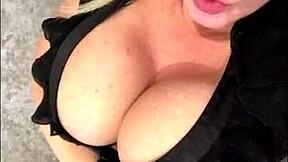 What if horny milf Sophie James teases her shaved pussy alone in leggings?