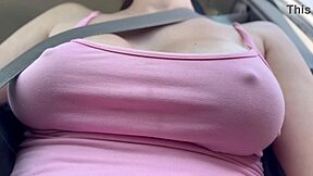 check out artemisia love's big tits bouncing wildly on this horny car ride close up