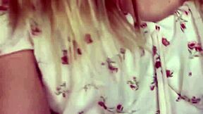 Cute tiny blonde teen strips buzzes pink pussy cums ahegao in panties!